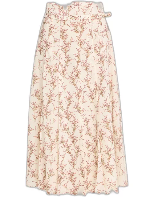 Dugald Bouquet-Print Pleated A-Line Maxi Skirt