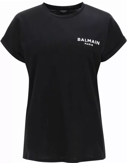 BALMAIN flocked logo t-shirt