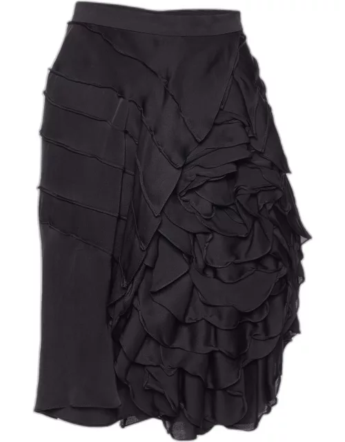 Yves Saint Laurent Vintage Silk Satin Ruffled Short Skirt