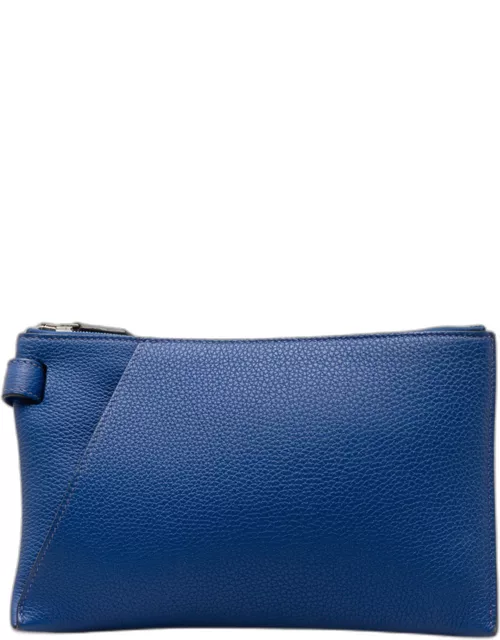 Hermes Blue Leather Togo Cabavertige Pouch 24 Bag