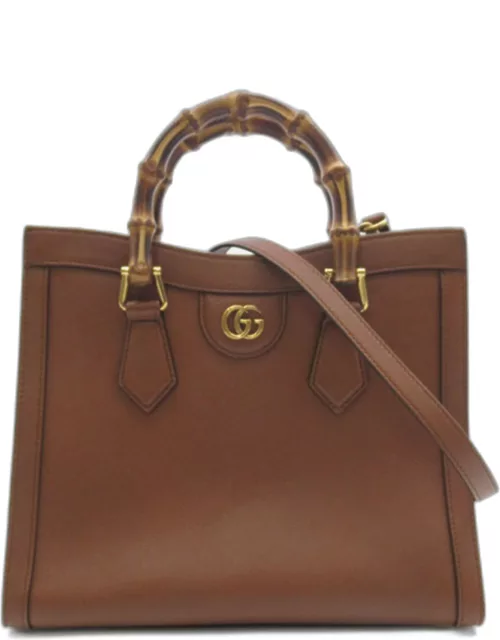 Gucci Brown Leather Bamboo Diana Tote Bag