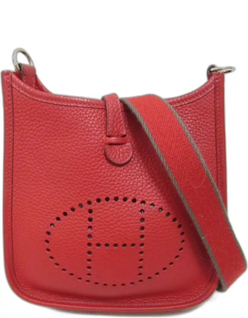 Hermes Red Leather Clemence Leather Evelyne TPM Bag