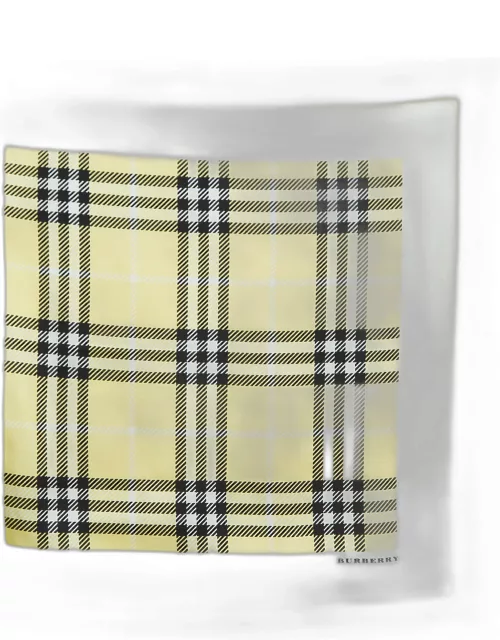 Burberry Yellow Checked Silk Square Scarf