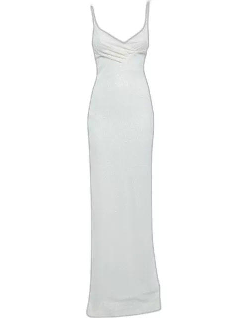 Balmain Off White Sequin Sleeveless Dress