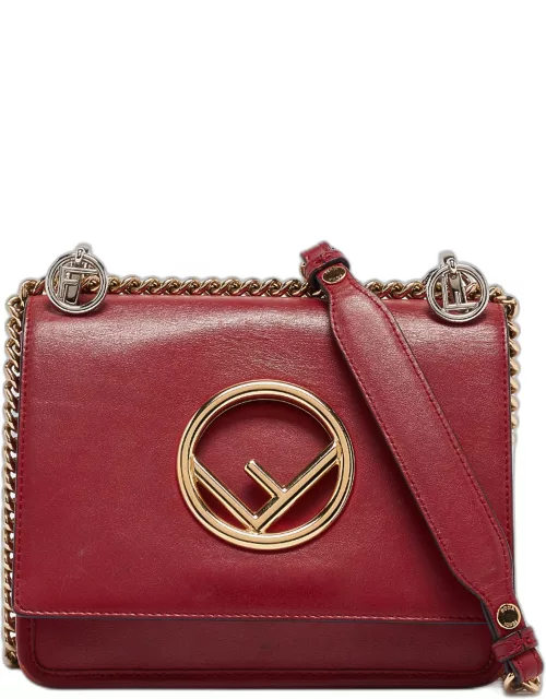 Fendi Red Leather Mini Kan I Shoulder Bag