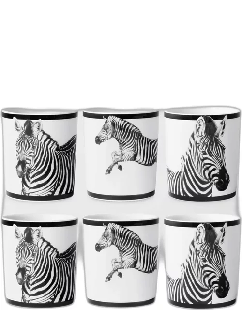 Zebra Porcelain Glasses, Set of