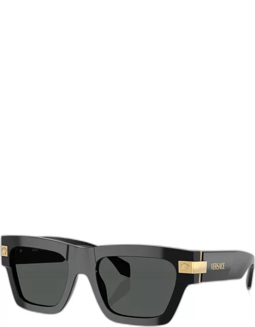 Men's Versace Plaque Acetate Rectangle Sunglasse