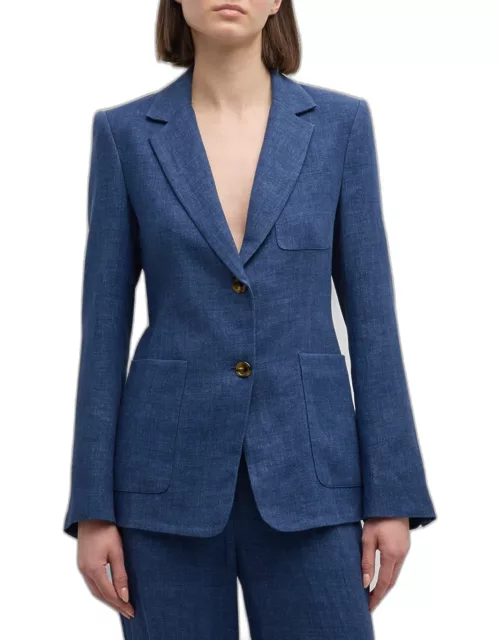 Single-Breasted Linen Denim Weekend Blazer