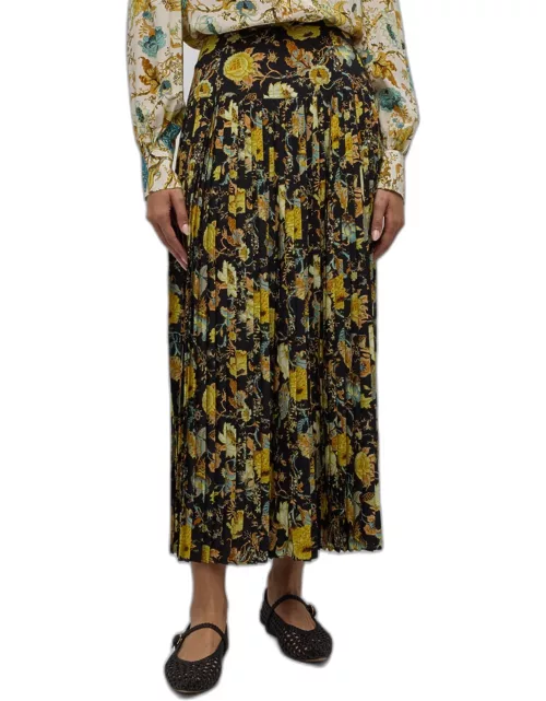 Annine Floral Pleated Midi Skirt