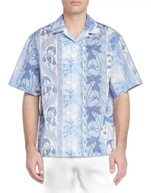 Men's Vertical Print Button-Down Shirt