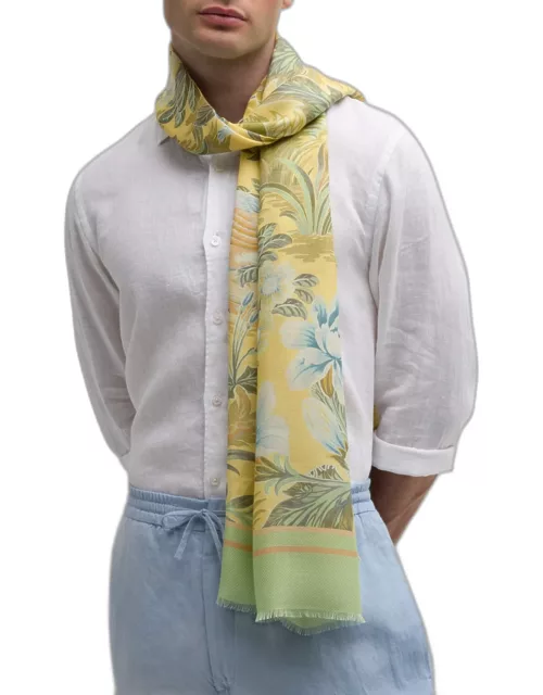 Men's Floral Modal-Silk Scarf