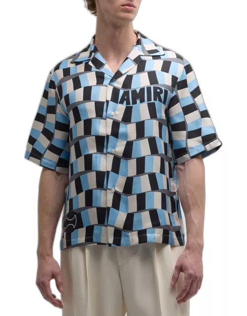 Men's Snake Checker Bowling Shirt