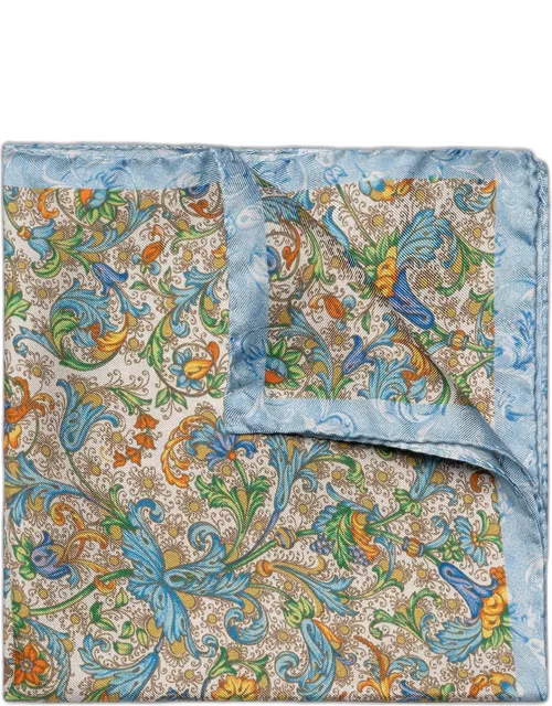 Men's Silk Multicolor Floral Pocket Square