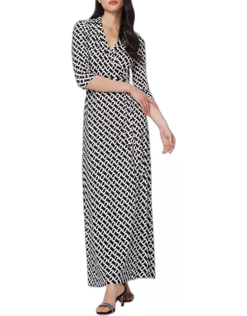 Abigail Geometric-Print Jersey Maxi Wrap Dres