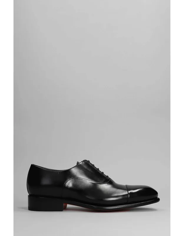 Santoni Black Oxford Shoe