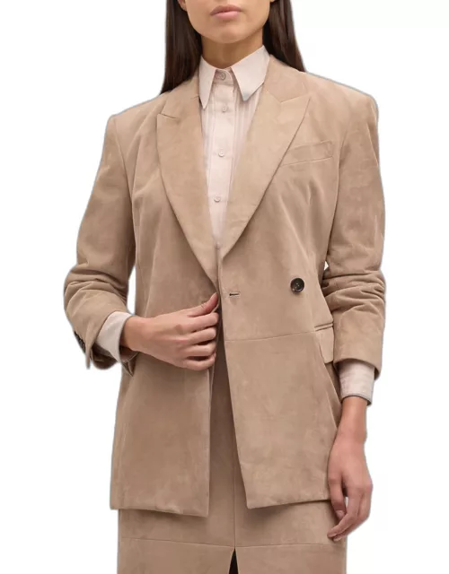 Suede Asymmetric Single-Breasted Jacket