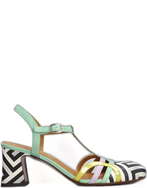 Chie Mihara Fendy Sandals In Green Leather
