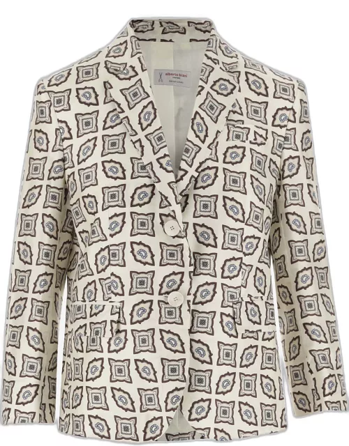Alberto Biani Single-breasted Silk Jacket With Geometric Pattern