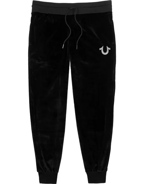 Black logo velour sweatpants