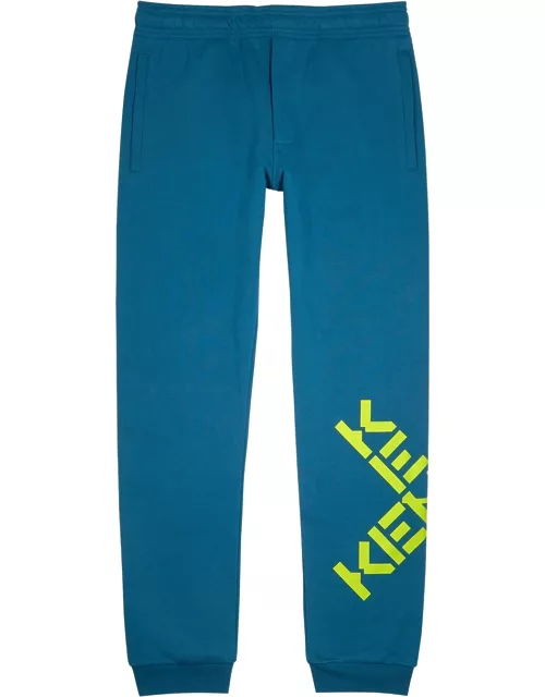 Blue logo cotton-blend sweatpants