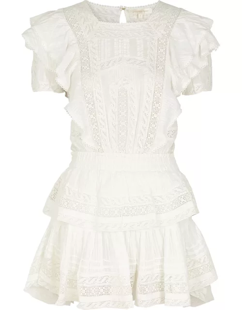LoveShackFancy Stella White Panelled Cotton Mini Dress