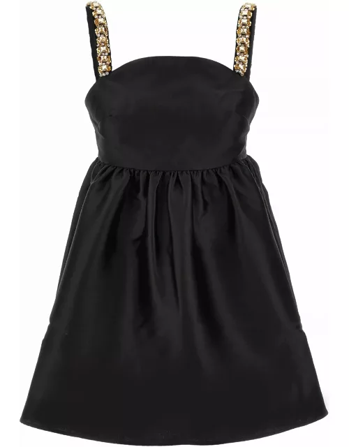 self-portrait black Taffeta Embellished Mini Dres