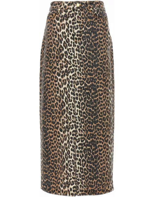 Ganni Animal Print Long Skirt