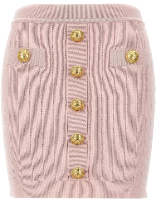Balmain Logo Button Skirt