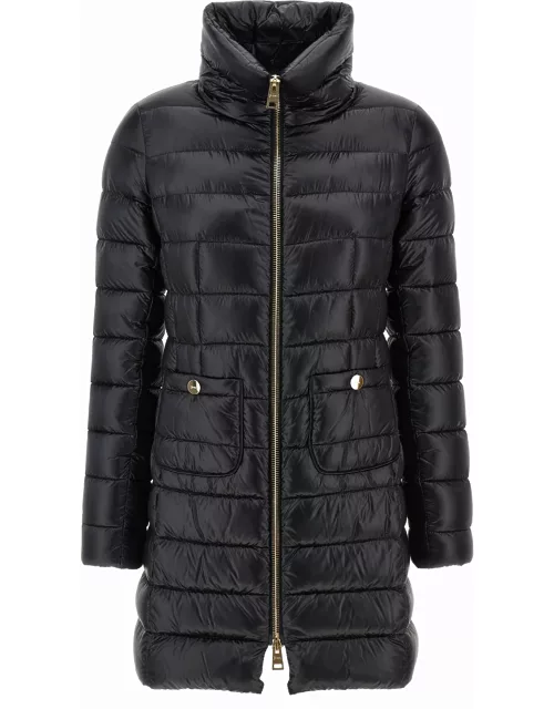 Herno Womans Maria Black Quilted Nylon Long Down Jacket