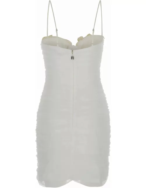 Rotate by Birger Christensen White Pleated Mini Dress In Techno Fabric Woman