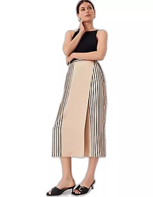 Ann Taylor Striped Wrap Column Skirt