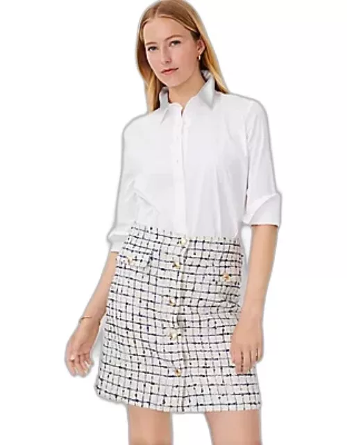 Ann Taylor Tweed Button A-Line Skirt