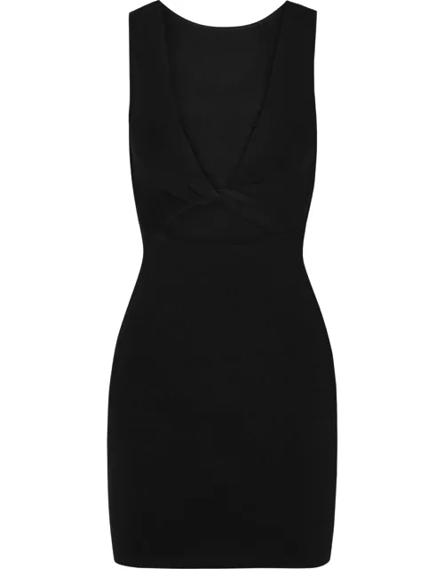 Sorbet Summer black ribbed-knit mini dress