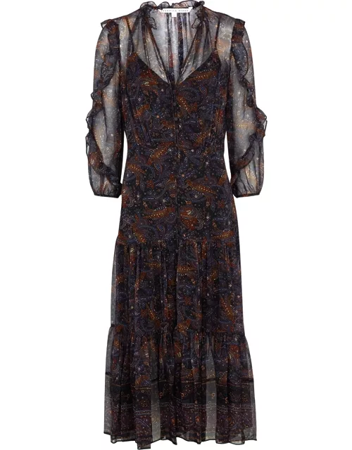 3.1 Phillip Lim Striped Cotton and Satin Midi Dress - Black - S (UK8-10 / S)