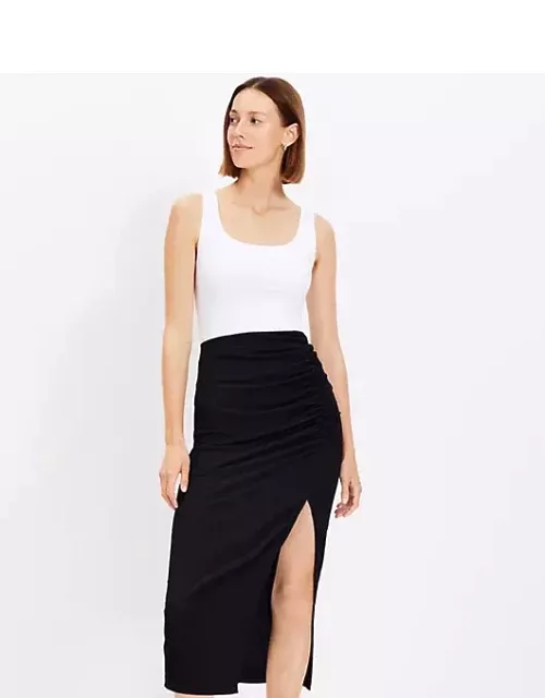 Loft Ribbed Ruched Midi Skirt