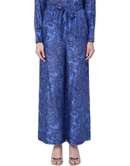 Ottie blue silk Paisley print wide trouser