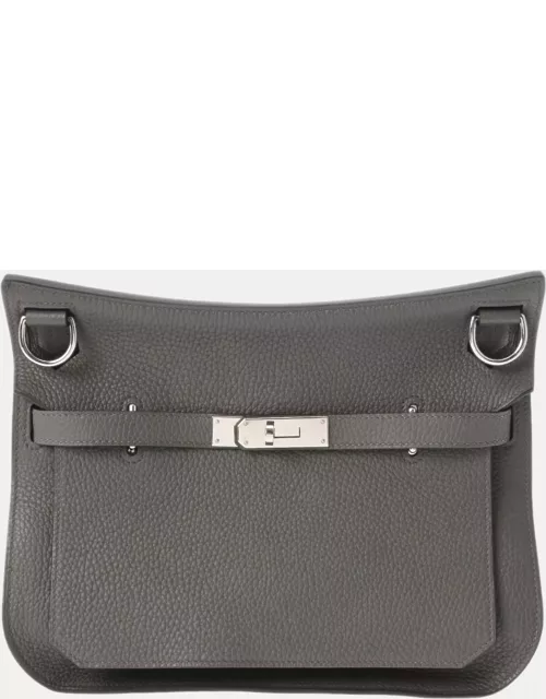 Hermes Grey Clemence Leather Jypsiere Shoulder Bag