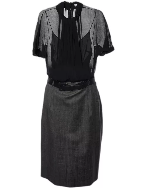 Dior Black Wool & Silk Belted Midi Dress
