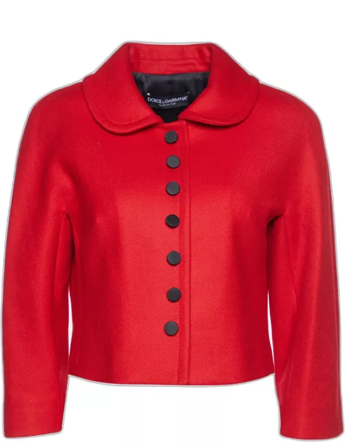 Dolce & Gabbana Red Wool Cropped Jacket