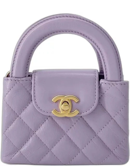 Chanel Purple Leather Mini Kelly Top Handle Bag