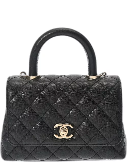 Chanel Black Leather Extra Mini Coco Handle Top Handle Bag