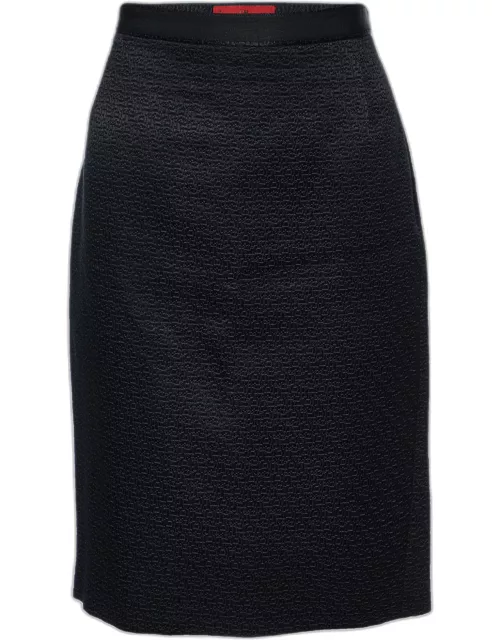 CH Carolina Herrera Black Cotton & Silk Pencil Skirt
