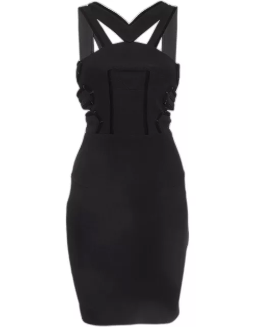 Roland Mouret Black Stretch Crepe Cutout Mini Dress