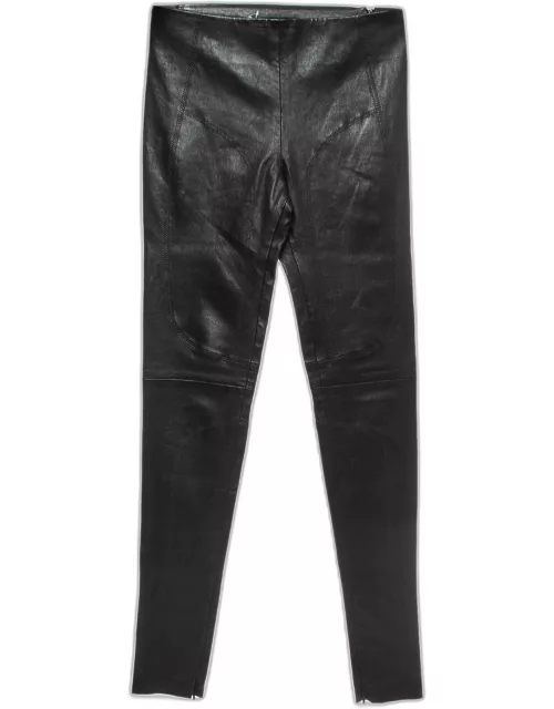 Balenciaga Black Leather Skinny Trousers