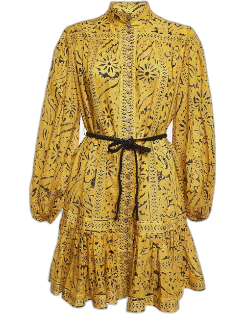 Zimmermann Yellow Printed Lulu Cotton Mini Dress