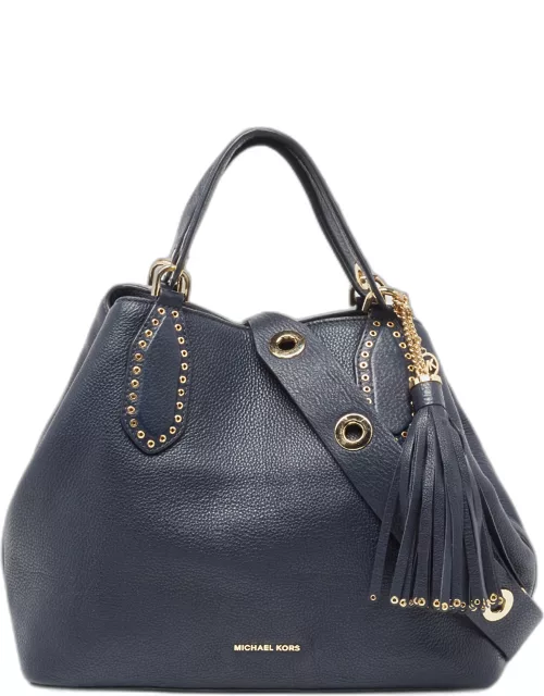 Michael Kors Navy Blue Leather Brooklyn Shoulder Bag