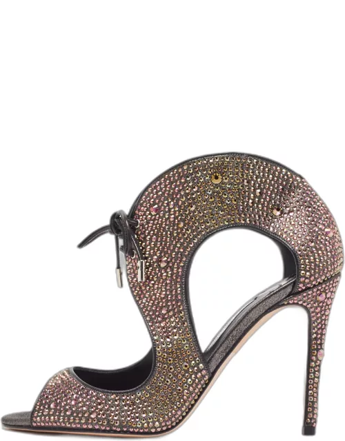 Gina Multicolor Glitter Leather Crystal Embellished Open Toe Sandal