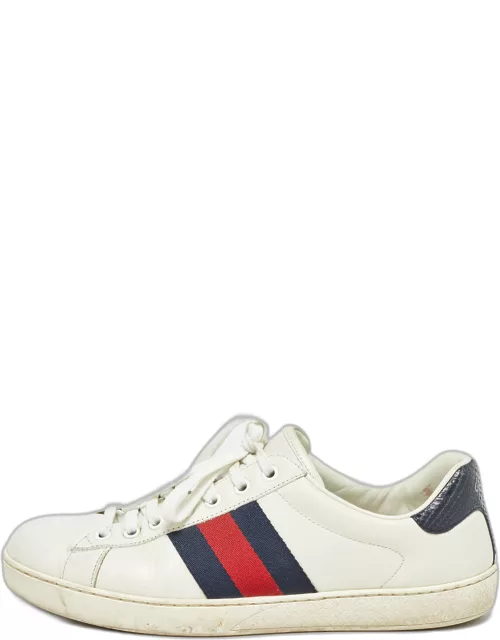 Gucci White Leather Ace Web Low Top Sneaker