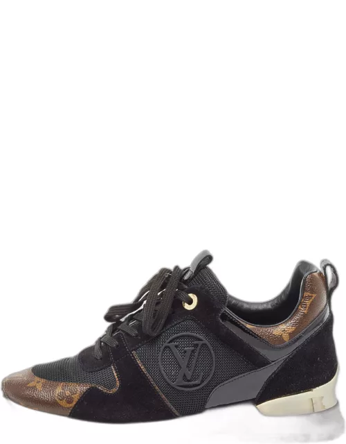 Louis Vuitton Brown/Black Suede and Monogram Canvas Run Away Low Top Sneaker