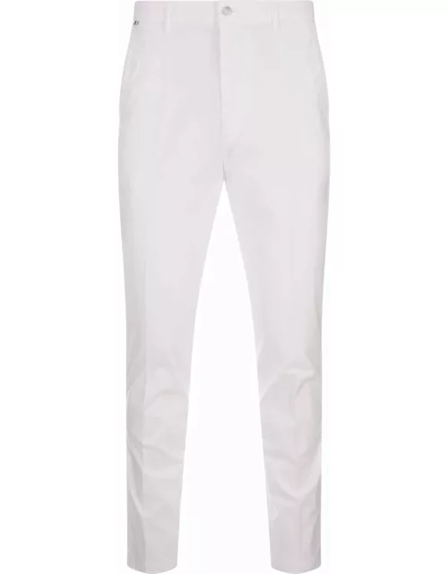 Hugo Boss Slim Fit Chino Trousers In White Stretch Gabardine